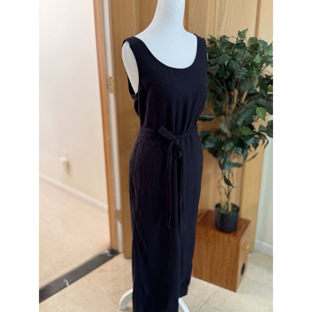 Fat Face Womens Sleeveless Linen Blend Jumpsuit Navy sz‎ 4 Cinched Waist pockets